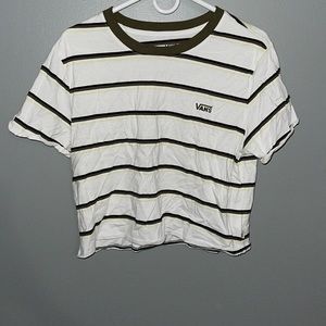 Vans White Striped Crop Tee